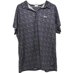 Wendy’s Manager Polo Shirt mens XL Blue Geometric Employee Uniform Work Logo